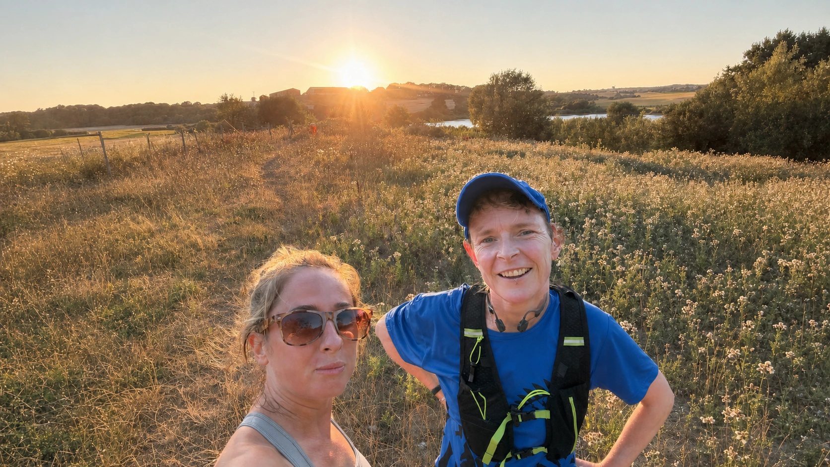 Nurse Hopkins and Dr Strings together in the countryside at sunset.